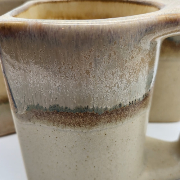 Signed Rodolfo Padilla Set Of 4 Aztec Art Pottery Stoneware Mugs Earth Colors - Picture 8 of 9